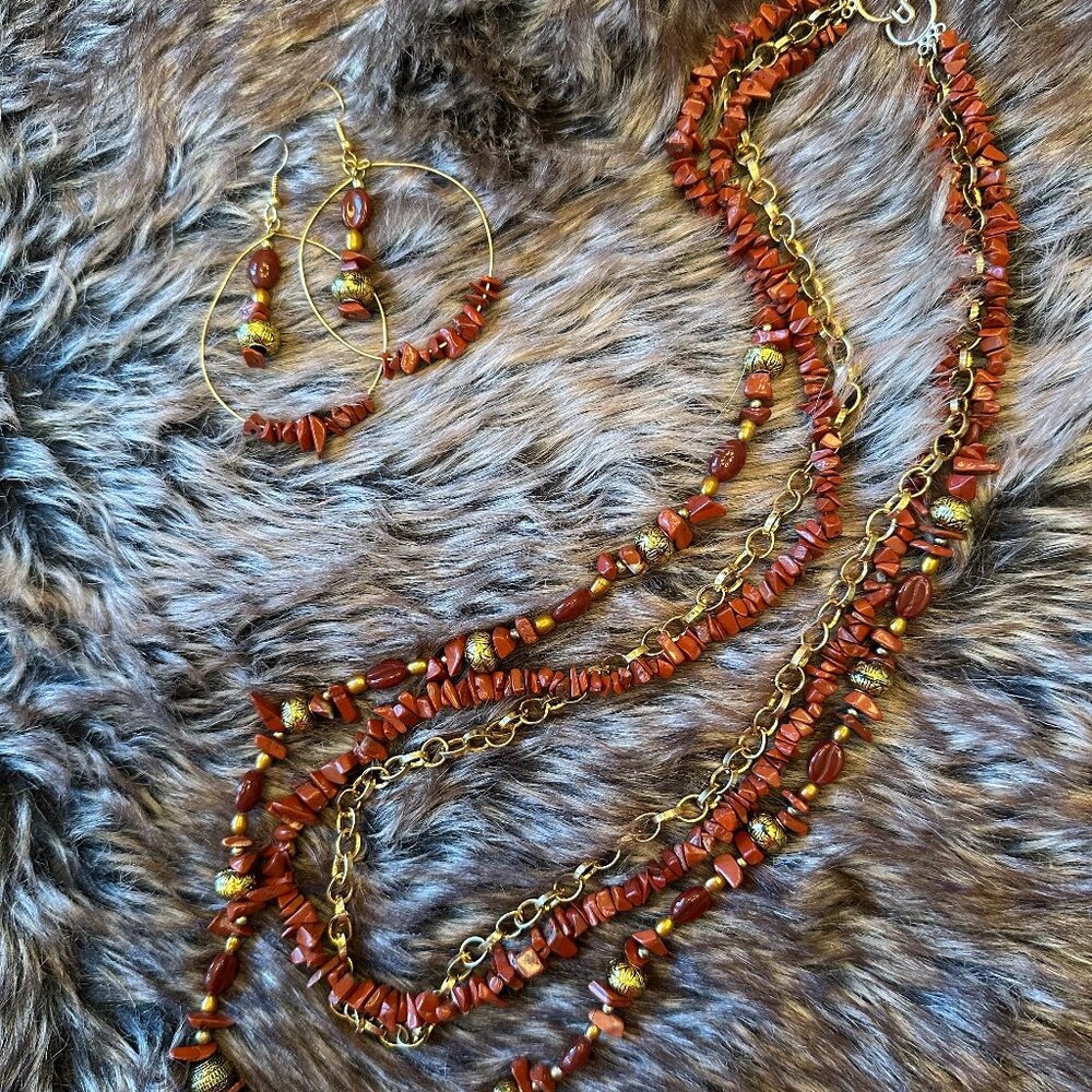 Red Jasper & Gold Set